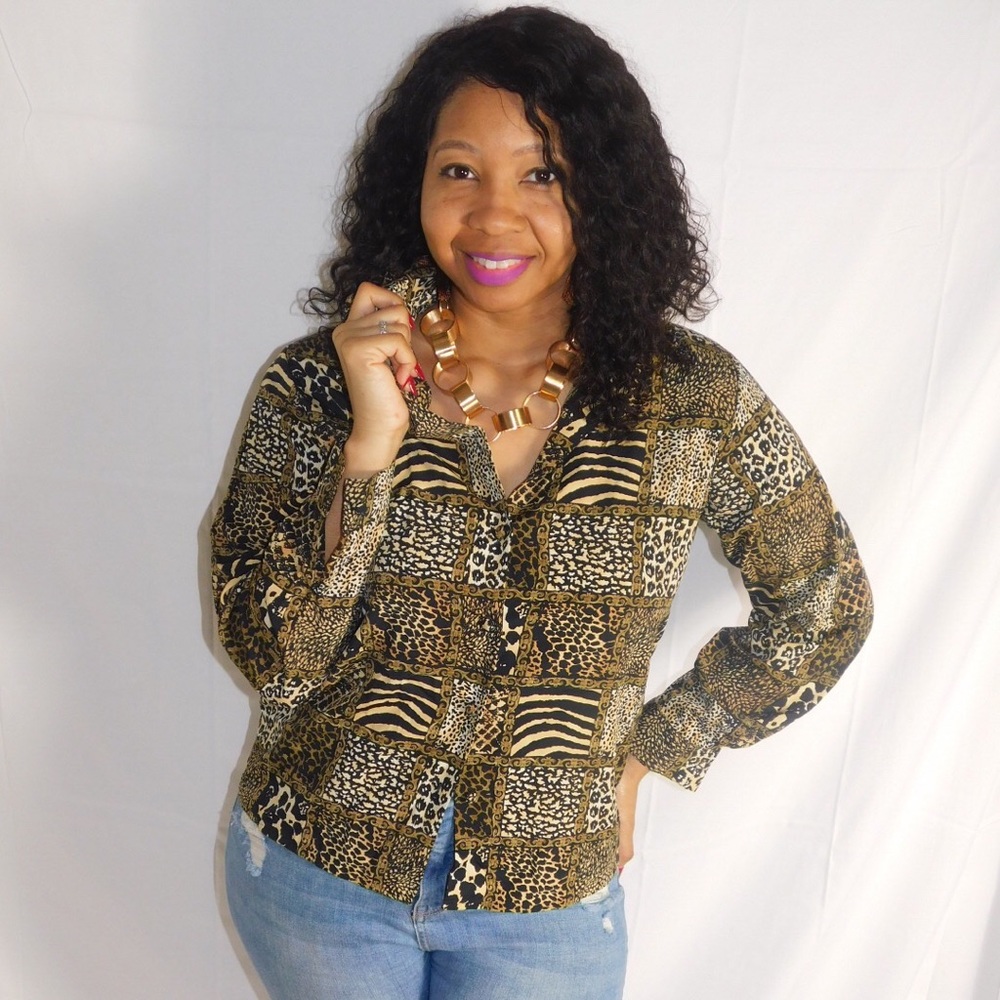Vintage leopard print blouse